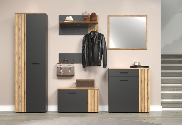 Garderobe Set Esteban in grau und Eiche Evoke 250 cm Bild 5
