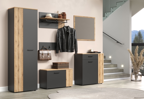 Garderobe Set Esteban in grau und Eiche Evoke 250 cm Bild 6