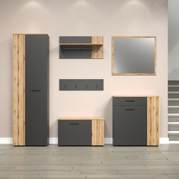 Garderobe Set Esteban in grau und Eiche Evoke 250 cm Bild 3