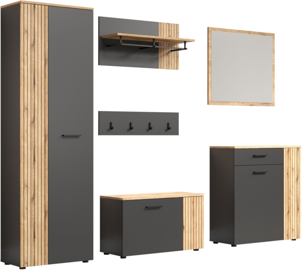 Garderobe Set Esteban in grau und Eiche Evoke 250 cm Bild 2
