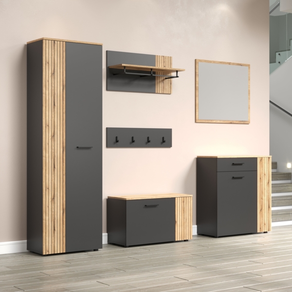 Garderobe Set Esteban in grau und Eiche Evoke 250 cm Bild 4