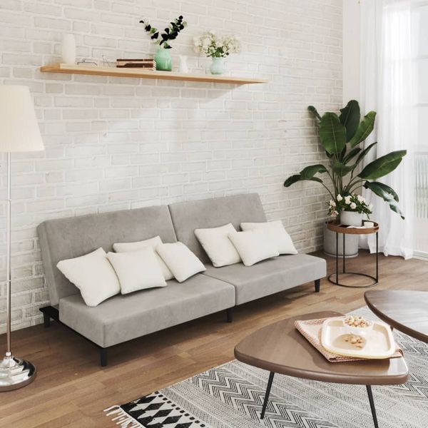 vidaXL Schlafsofa 2-Sitzer Hellgrau Samt 375732