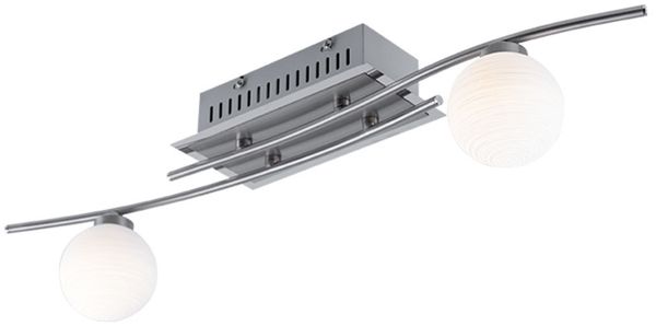 LED Deckenleuchte silber, Kugel Design opal, B 66 cm
