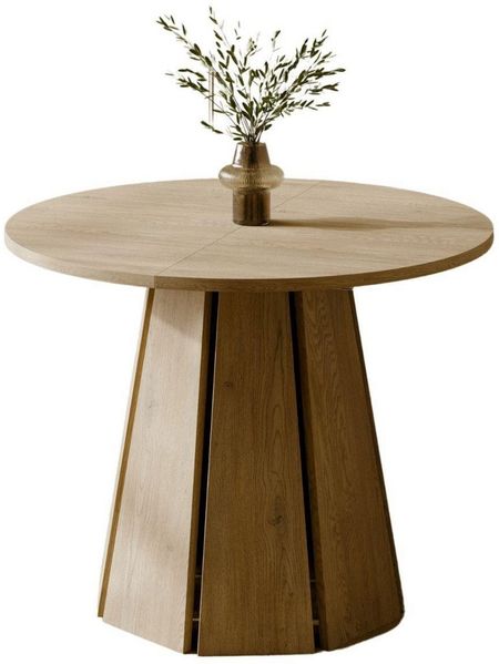 Compleo Esstisch ausziehbar 100-180, Japandi Design (Rund, Oval), Nussbaum, Eiche cremona oder Kaschmir MORI