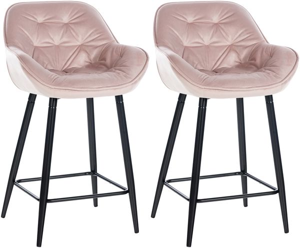CLP 2er Set Barhocker Gibson Samt, Sitzhöhe 76 cm,pink