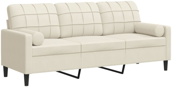 vidaXL 3-Sitzer-Sofa mit Zierkissen Creme 180 cm Samt 3278237