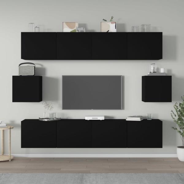 vidaXL 6-tlg. TV-Schrank-Set Schwarz Holzwerkstoff [3114359]