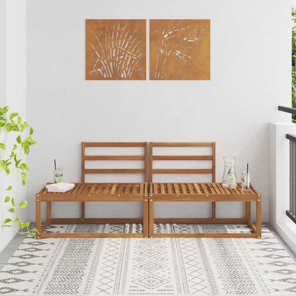 vidaXL Outdoor End Sofa 2 Stück Natur 182,5 x 63 x 73 cm 900478