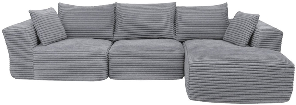 Sofa-Garnitur HWC-P20, 3-Sitzer Couch Loungesofa, Stoff/Textil Cord (370 g/m²) Liegefläche rechts ~ hellgrau Bild 6