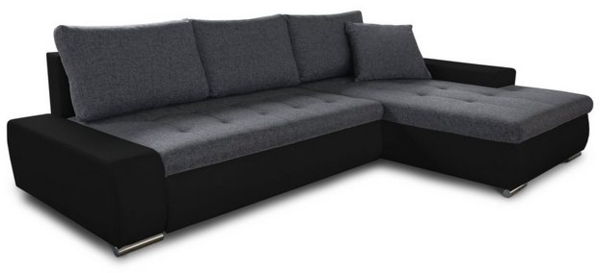 Ecksofa mit Schlaffunktion Faris - Couch mit Bettkasten, Big Sofa, Sofagarnitur, Couchgarniitur, Polsterecke (Schwarz + Dunkelgrau (Madryt 1100 + Inari 94), Ecksofa Rechts) Bild 4