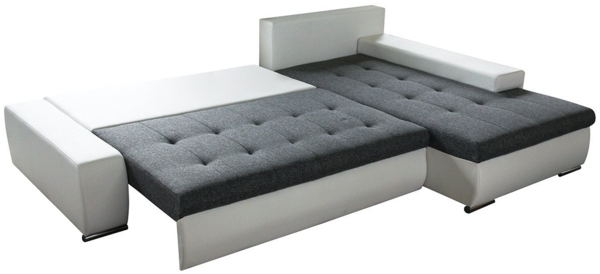 Ecksofa mit Schlaffunktion Faris - Couch mit Bettkasten, Big Sofa, Sofagarnitur, Couchgarniitur, Polsterecke (Schwarz + Dunkelgrau (Madryt 1100 + Inari 94), Ecksofa Rechts) Bild 2