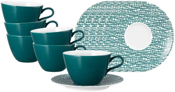 Seltmann Weiden Life Fashion Milchkaffeetasse mit Untertasse 370 ml 6er Set - Trendy Petrol