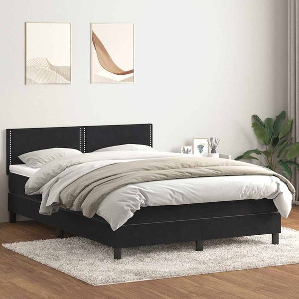 vidaXL Boxspringbett mit Matratze Schwarz 160x210 cm Samt 3316121