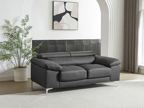 Ledersofa 2-Sitzer SOLANGE - Anthrazit