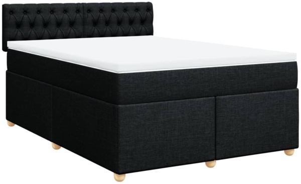 vidaXL Boxspringbett mit Matratze Schwarz 140x190 cm Stoff 3286684