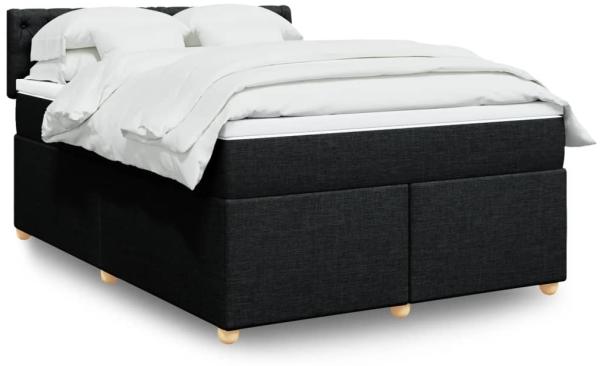 vidaXL Boxspringbett mit Matratze Schwarz 140x190 cm Stoff 3286684