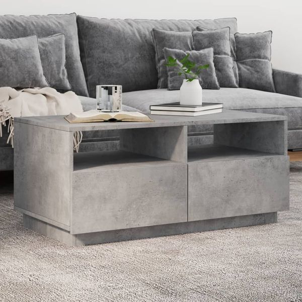 vidaXL Couchtisch mit LED-Leuchten Betongrau 90x49x40 cm 839836