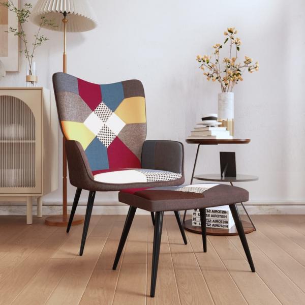 vidaXL Relaxsessel mit Hocker Patchwork Stoff [328186]