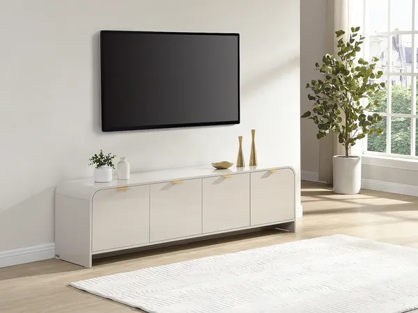 Vente-unique - ORALINO TV unit Holz, Platte Beige - B 40 cm x H 50 cm x L 180 cm