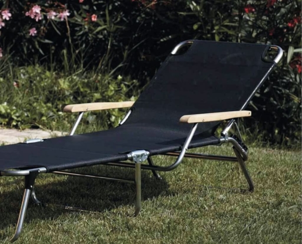 AMIGO mit Armlehne Schwarz Sonnenliege Dreibeinliege von FIAM