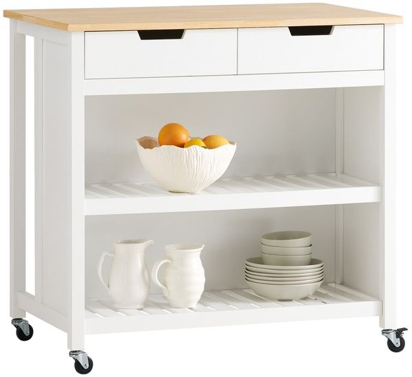 SoBuy FKW74-WN Kücheninsel, MDF, Lackiert, Weiß, 98 x 94 x 58 cm