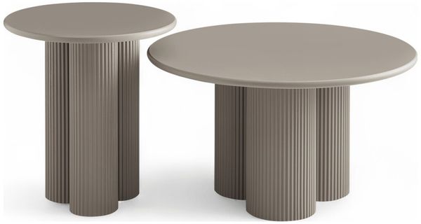 Couchtisch Wolam 2er-Set Ø50/80 cm - MDF Tisch in Taupe, FSC-zertifiziert