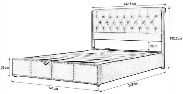 Odikalo Stauraumbett Polsterbett Lattenrost Polsterbank 140/180x200cm, Samt, Grau/Weiss Bild 4