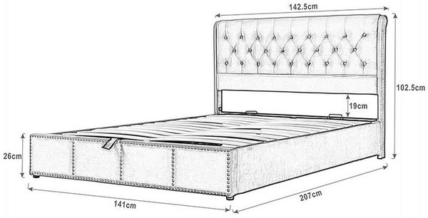 Odikalo Stauraumbett Polsterbett Lattenrost Polsterbank 140/180x200cm, Samt, Grau/Weiss Bild 3