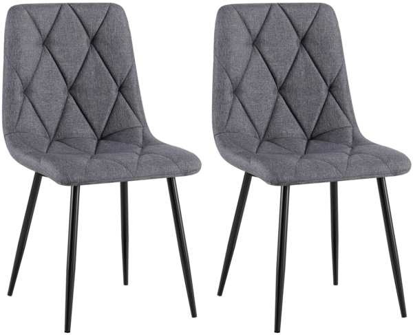 CLP 2er Set Esszimmerstuhl Clairton gepolstert mit Rückenlehne bis 150 kg belastbar,dunkelgrau Stoff