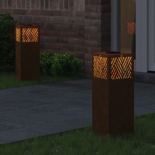 vidaXL Solar LED Weg Licht 2 pcs Bronze Wetterfeststahl 879729 Bild 3