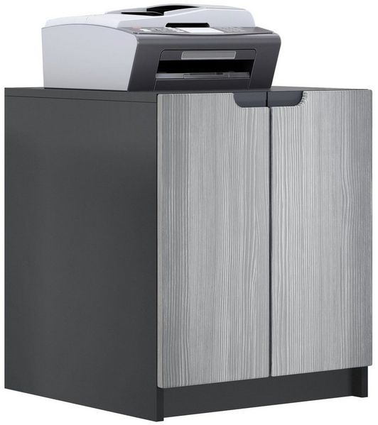 Druckerkommode Logan, Aktenschrank mit 2 Fächern und 2 Türen, Korpus in Schwarz matt, Fronten in Avola-Anthrazit, (51 x 60,5 x 54 cm)