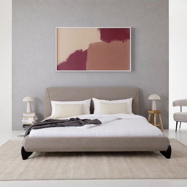 IDIMEX Polsterbett PATERNA, Doppelbett 180x200 cm mit Lattenrost und Polsterung Bouclé Stoff grau