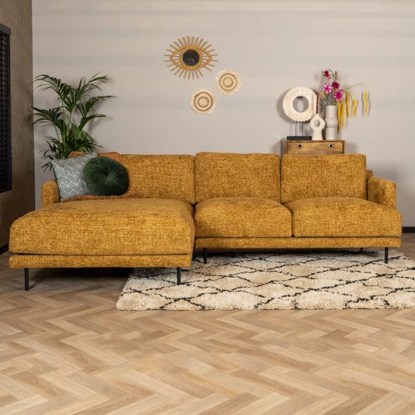 Bronx71 Ecksofa Denver Chenille ockergelb/cognac links
