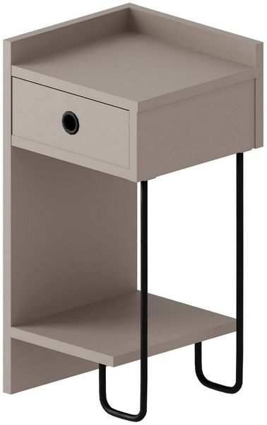 Dmora Nachttisch Cedro, Niedrige Kommode, Tisch, Multifunktionaler Nachttisch, 32x30 h61 cm, Beige