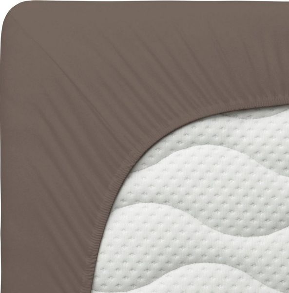 Schlafgut Spannbettlaken Premium, Gummizug: rundum, (1 Stück), Mako-Zwirn-Jersey, Sand Deep, L 140x200cm - 160x220cm Bild 4