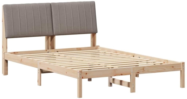 vidaXL Bettrahmen mit Kopfteil Taupe 140 x 200 cm Massives Kiefernholz 878887