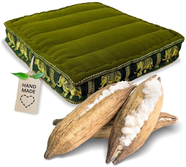 livasia Sitzkissen Bodensitzkissen (Deluxe) vegan und handgefertigt, 50x50x10cm, Kapok