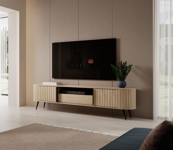 AX LIVING Lowboard Sanremi TV Schiebeschrank Eiche Cremona Braun 196 cm