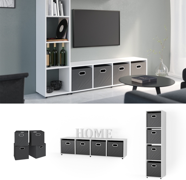 Raumteiler Ludus Weiß 142.5 x 36.2 cm mit 2 Faltboxen Vicco Bild 2