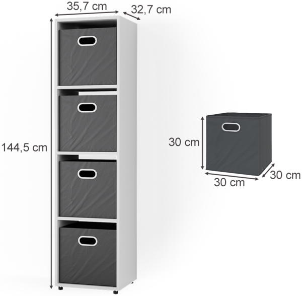 Raumteiler Ludus Weiß 142.5 x 36.2 cm mit 2 Faltboxen Vicco Bild 3