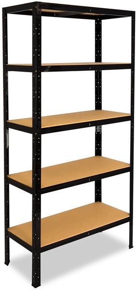 shelfplaza BLACK 180x80x23 cm Schwerlastregal in schwarz mit 5 Böden und 175 kg Traglast pro Boden