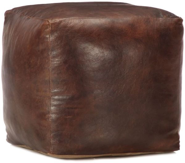 Pouf Dunkelbraun 40 x 40 x 40 cm Echtes Ziegenleder [248127]