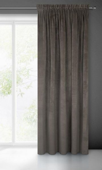 Eurofirany 'VILLA' Vorhang, Samtvorhänge, Velours Blickdicht, Graphit, Grau, KRÄUSELBAND, H270 x B140 cm (1er Pack)