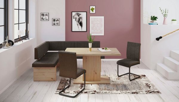 4er Set Schwingstuhl Linn - Webstoff Braun