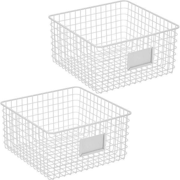 mDesign Allzweckkorb Aufbewahrung Drahtkorb Organizer 2er-Set Metall Weiß