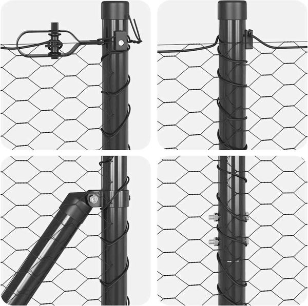 vidaXL Sechseckiger Zaun mit Pfosten 50 x 1,4 m Grau Netz 3353281 Bild 6