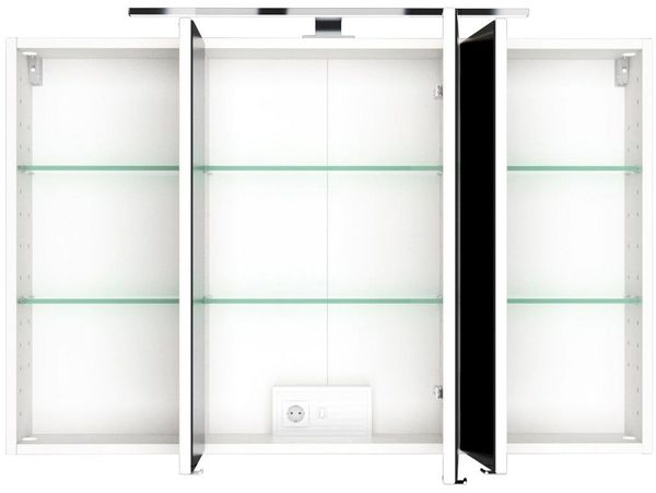 welltime Spiegelschrank Baabe Breite 100 cm, mit 3D-Effekt, dank 3 Spiegeltüren