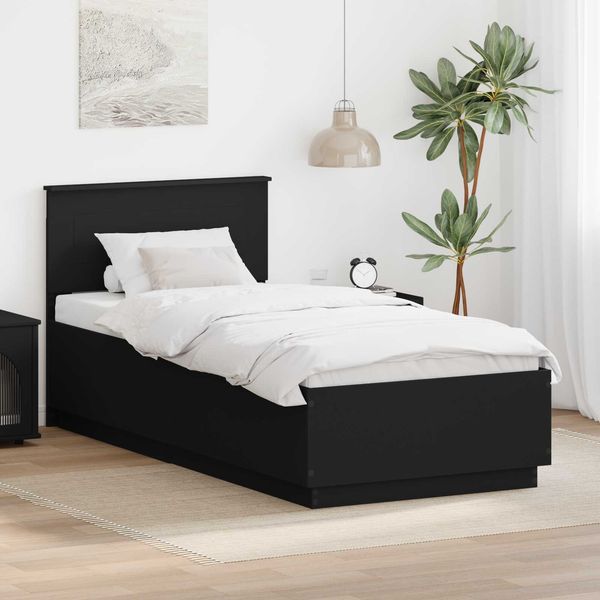 vidaXL Bettrahmen mit Kopfteil Schwarz 90 x 200 cm Holzwerkstoff 3408209
