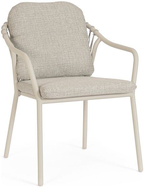 4er-Set Gartenstuhl Gevid - Aluminium Beige (Pelikan), Olefin, stapelbar, inkl. Kissen
