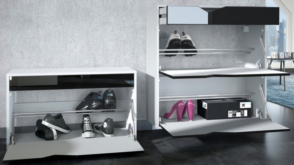 Garderobe Kolmio 190 x 185 x 33 cm Flurgarderoben Set, Korpus in Weiß Matt, Fronten in Weiß matt Bild 2